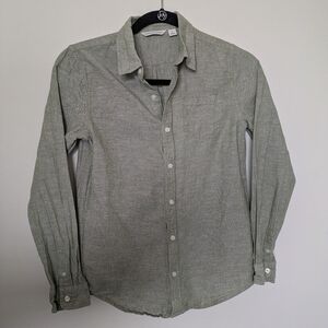 Janie and Jack Light Olive Casual Button-Down Shirt Linen Blend Sz 12